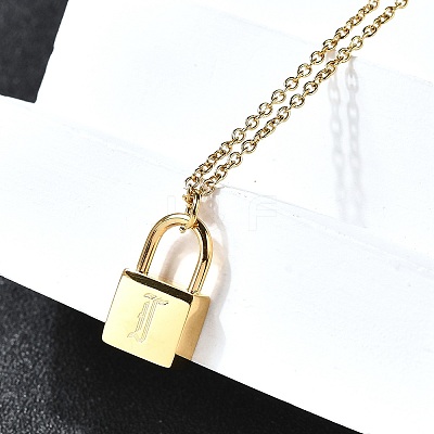 304 Stainless Steel Rolo Chain Pendant Necklaces NJEW-S444-01G-09-1