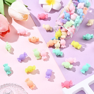100Pcs Rubberized Style Acrylic Beads SACR-YW0002-06-1