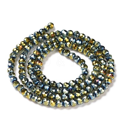 Electroplate Glass Beads Strands GLAA-H021-01B-FP05-1