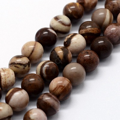 Natural Zebra Jasper Beads Strands G-I199-10-6mm-1