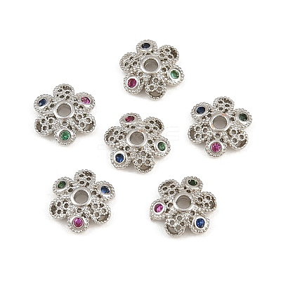 Brass Micro Pave Cubic Zirconia Bead Caps CU-CBA6A75-33P-1