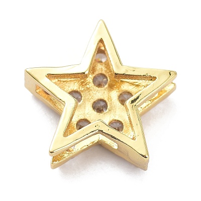 Brass Micro Pave Clear Cubic Zirconia Slide Charms ZIRC-P085-03G-1