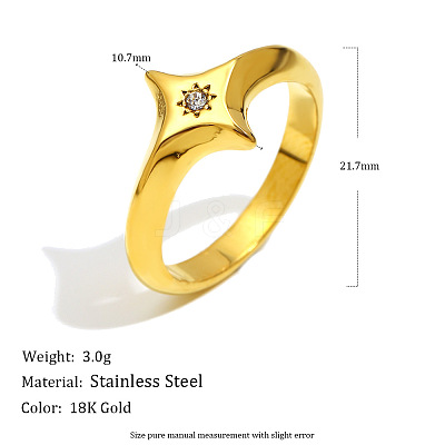 316L Surgical Stainless Steel with Clear Cubic Zirconia Finger Rings WGD89A7-02-1