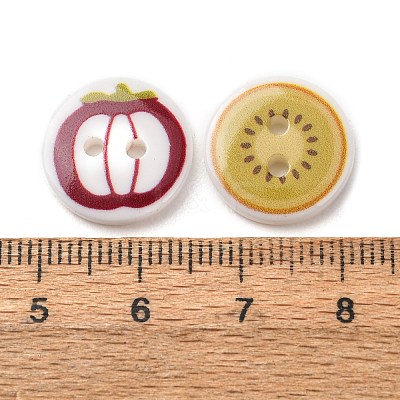 2-Hole Printed Opaque Resin Buttons RE-CBAC749-14-1