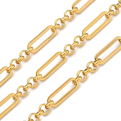 10M Ion Plating(IP) 304 Stainless Steel Oval & Round Ring Link Chains CHS-G034-03G-1