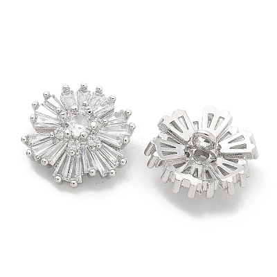 Rack Plating Brass Micro Pave Clear Cubic Zirconia Buttons KK-K293-14P-1