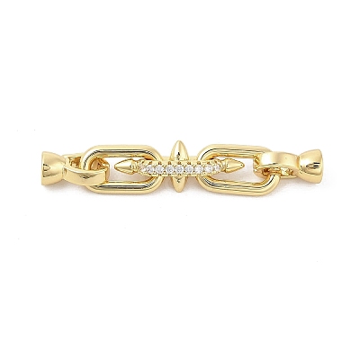 Brass Micro Pave Cubic Zirconia Fold Over Clasps KK-U059-07G-1