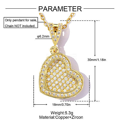 Brass Micro Pave Clear Cubic Zirconia Pendants CU-OY001-95G-1