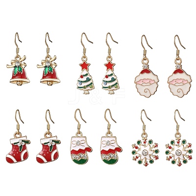 6 Pairs Alloy Enamel Dangle Earrings EJEW-JE06605-1