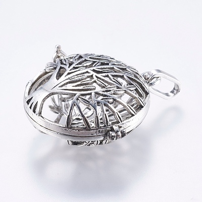 Hollow Alloy Cage Ball Pendants Making X-TIBEP-L003-21AS-1