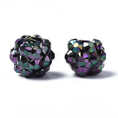 Chunky Resin Rhinestone Bubblegum Ball Beads RESI-M019-10mm-M-01-1