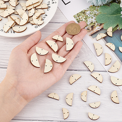 30 Sets 3 Sizes Undyed Wood Connector Charms WOOD-OC0002-94-1