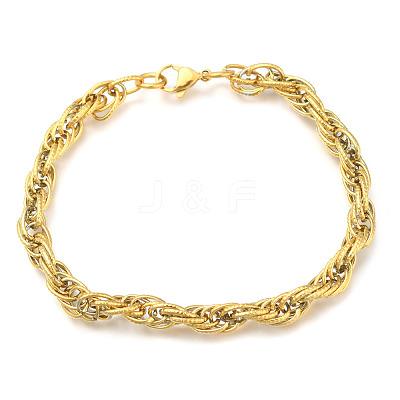 Ion Plating(IP) 304 Stainless Steel Rope Chain Bracelets BJEW-P235-18G-1