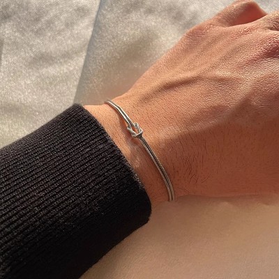 304 Stainless Steel 2-Strand Handmade Knot Snake Chain Bracelets for Couples BU0455-4-1