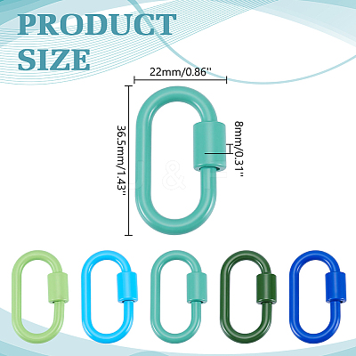 5Pcs 5 Styles Baking Paint Alloy Screw Locking Carabiners FIND-DR0002-37-1