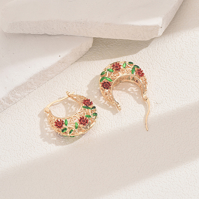 Geometric Retro Casual Brass Hoop Earrings for Women CS1444-1-1