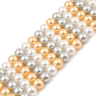 Baking Paint Pearlized Glass Pearl Round Bead Strands PEAR-H019-02C-06-1
