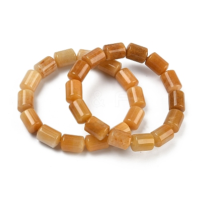 Column Natural Topaz Jade Beads Stretch Bracelets for Women Men BJEW-A148-01A-23-1