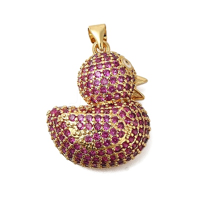 Rack Plating Brass Micro Pave Cubic Zirconia Pendants ZIRC-F142-01G-03-1