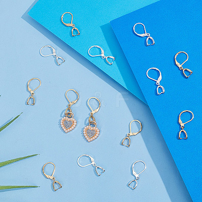 10 Pair 2 Color Brass Leverback Earring Findings EJEW-AB00046-1
