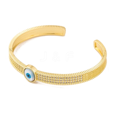 Brass Micro Pave Cubic Zirconia Open Cuff Bangles BJEW-S147-27B-G-1