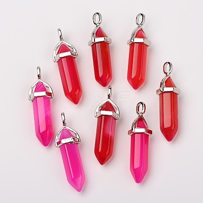 Natural Agate Double Terminated Pointed Pendants G-F295-05H-1