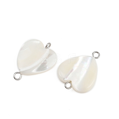 Natural Shell Heart Connector Charms X1-STAS-D378-25P-1