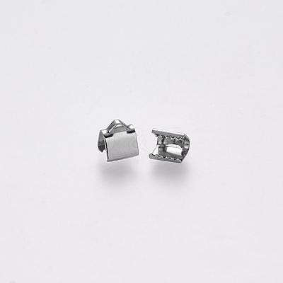 Tarnish Resistant 304 Stainless Steel Ribbon Crimp Ends STAS-S112-001A-P-1