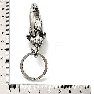 Tibetan Style 316 Surgical Stainless Steel Fittings with 304 Stainless Steel Key Ring with Synthetic Turquoise FIND-Q101-13AS-1