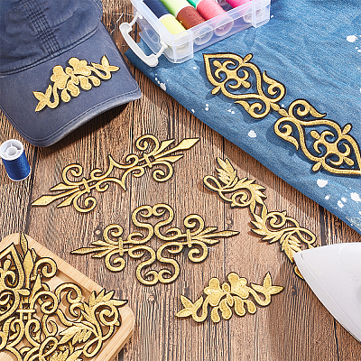 10Pcs 5 Style Ethnic Style Polyester Metallic Thread Embroidery Iron on Applique Patch PATC-NB0001-21-1