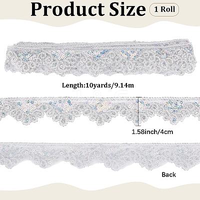 10 Yards Sparkle Polyamide Wavy Flower Lace Trim OCOR-WH20022-023B-1