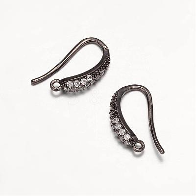 Brass Micro Pave Cubic Zirconia Earring Hooks ZIRC-K018-01M-1