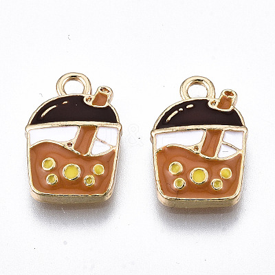 Light Gold Plated Alloy Enamel Pendants X-ENAM-T009-75-RS-1