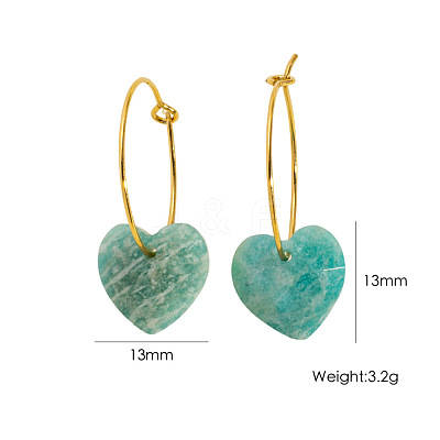 Valentine's Day Heart Natural Amazonite Hoop Earrings FS-WG2D3FB-01-1