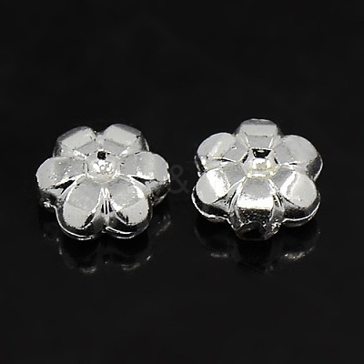 Plating Plastic Acrylic Flower Spacer Beads X-PACR-L004-05S-1