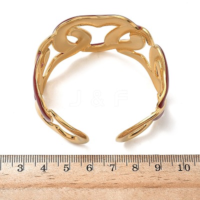 304 Stainless Steel Enamel Cuff Bangles for Women BJEW-F518-03A-G-1