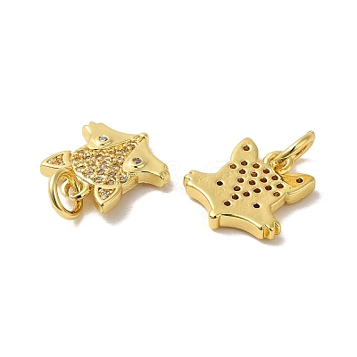 Rack Plating Brass Micro Pave Cubic Zirconia Pendants KK-K377-67G-1