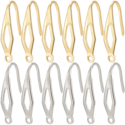 80Pcs 2 Colors 304 Stainless Steel Earring Hooks STAS-SC0009-24-1