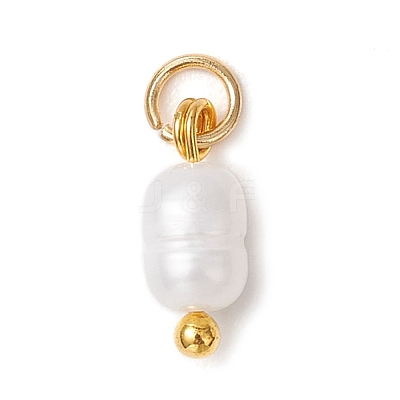 Natural Cultured Freshwater Pearl Potato Charms with Brass Jump Rings X-PALLOY-JF04176-01-1