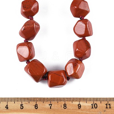 Natural Red Jasper Nuggets Beaded Necklaces for Women Men NJEW-K388-01L-1