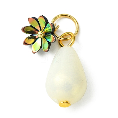 Acrylic Flower & ABS Plastic Imitation Pearl Pendant PALLOY-JF02250-1