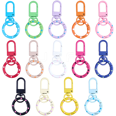 14Pcs 14 Colors Spray Painted Zinc Alloy Keychain Clasps FIND-SC0022-50-1