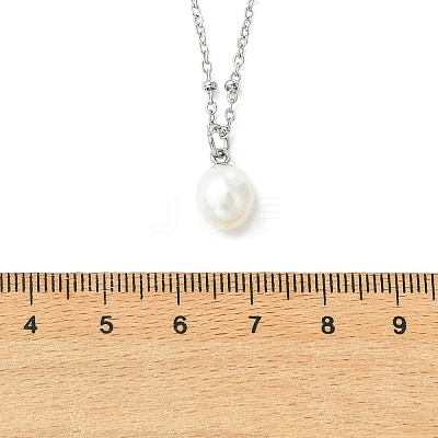 Natural Cultured Freshwater Pearl Potato Pendant 304 Stainless Steel Satellite Chain Necklaces for Women NJEW-JN06346-01-1