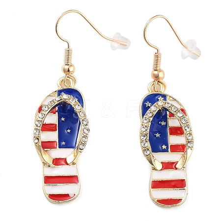 Independence Day Theme Alloy Enamel Dangle Earrings for Women EJEW-F335-01G-01-1