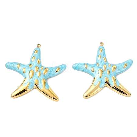 Ocean 304 Stainless Steel Enamel Pendants X-STAS-T076-08B-03G-1