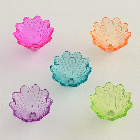 Transparent Acrylic Flower Bead Caps TACR-Q004-M01-1