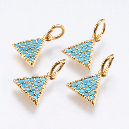 Brass Micro Pave Cubic Zirconia Charms X-RB-I077-24G-RS-1