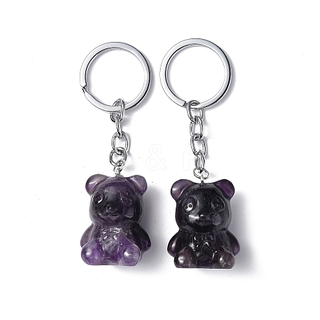 Natural Amethyst Pendant Keychains KEYC-P011-02P-07-1