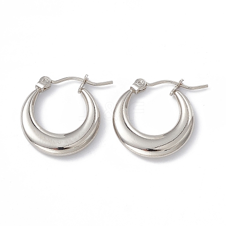 Tarnish Resistant 201 Stainless Steel Hoop Earrings with 304 Stainless Steel Pins for Women EJEW-B016-06P-1