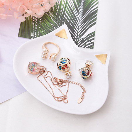 Cute Cat Head Ceramic Jewelry Plate PW-WG37703-01-1